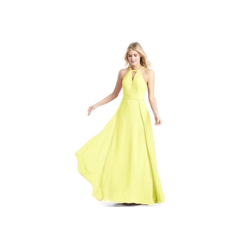 My Stuff, Daffodil Azazie Melody - Floor Length Back Zip Halter Chiffon Dress - Simple Bridesmaid Dr