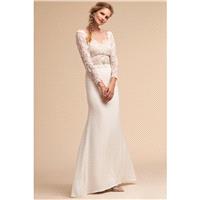 BHLDN Spring/Summer 2018 Langston Ivory Elegant Sweep Train V-Neck Fit & Flare Long Sleeves Lace wit