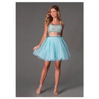 Elegant Tulle Square Neckline A-line Homecoming Dresses with Beadings & Rhinestones - overpinks.com