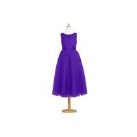 Regency Azazie Frankie JBD - Satin And Tulle Boatneck Back Zip Tea Length Dress - Charming Bridesmai