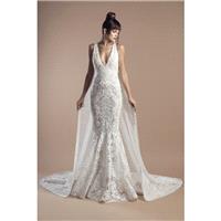 Tony Ward 2018 Arwen Elegant Watteau Train Ivory Mermaid V-Neck Sleeveless Lace Appliques Wedding Go