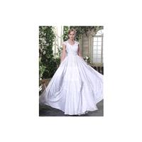 Graceful Satin Chiffon V-neck Neckline Lace Appliques A-line Wedding Dresses - overpinks.com