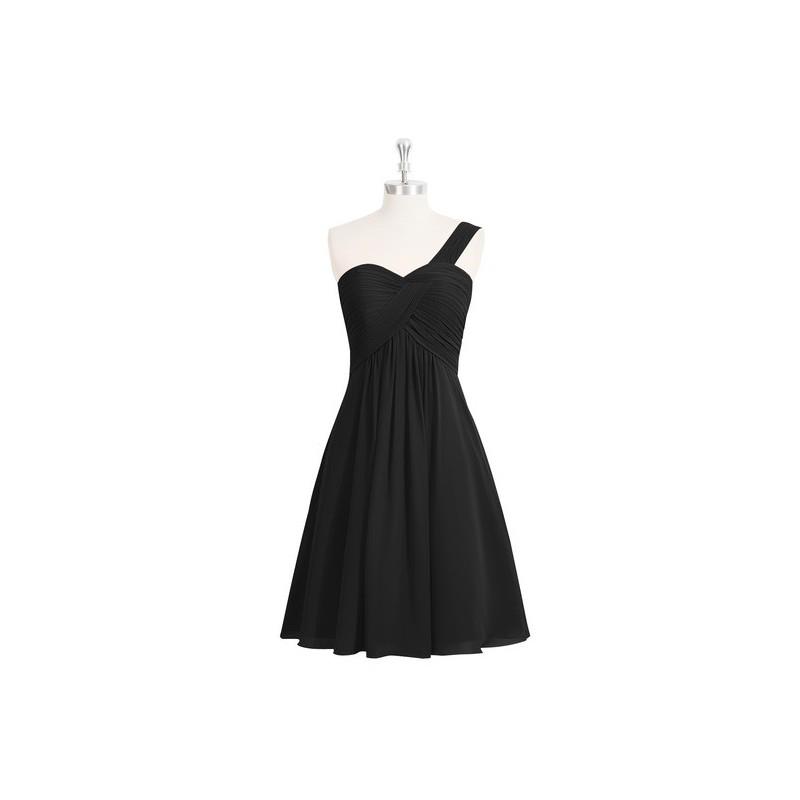 My Stuff, Black Azazie Sariah - Chiffon Strap Detail Knee Length Sweetheart Dress - Charming Bridesm