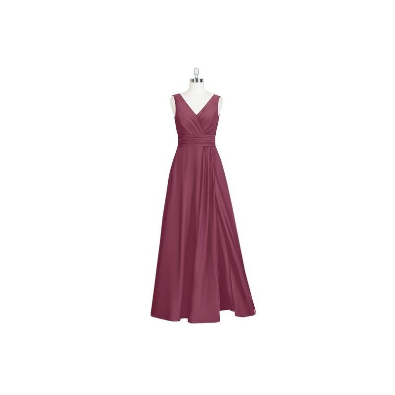 My Stuff, Mulberry Azazie Karina - V Neck Chiffon Floor Length Back Zip - Charming Bridesmaids Store