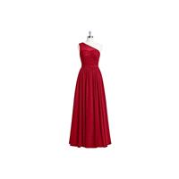 Burgundy Azazie Rochelle - One Shoulder Chiffon And Lace Illusion Floor Length Dress - Simple Brides