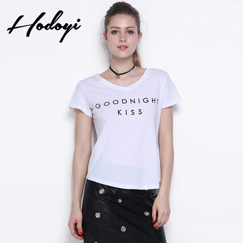 My Stuff, Ladies summer 2017 new letter print white t shirts women summer slim sexy v neck short sle