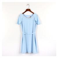 Vogue Split Front Beading Scoop Neck Chiffon Summer Dress - Lafannie Fashion Shop