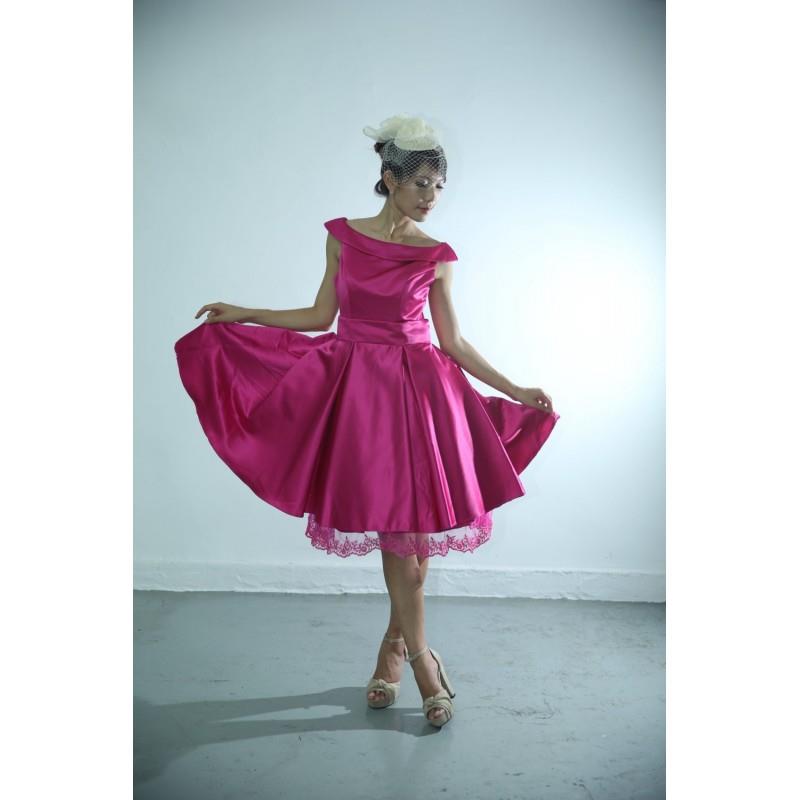 My Stuff, 50shouse_ 50s inspired retro feel sweet fuchsia tea length wedding or bridesmaid dress wit