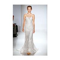 Christos - Fall 2015 - Sheath V-neck Silk Organza Wedding Dress Layered with Chantilly Lace - Stunni