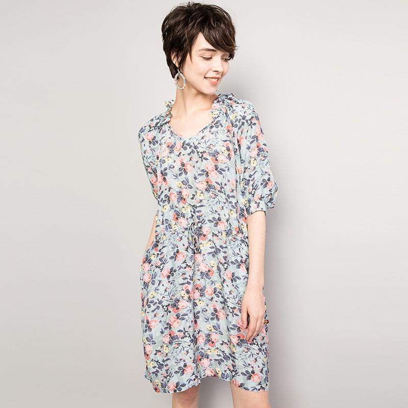 My Stuff, Printed Agaric Fold Weave Silk Dress - Lafannie Fashion Shop