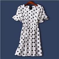 Fresh Printed Slimming Flare Sleeves Dress Mid-length Skirt - Discount Fashion in beenono