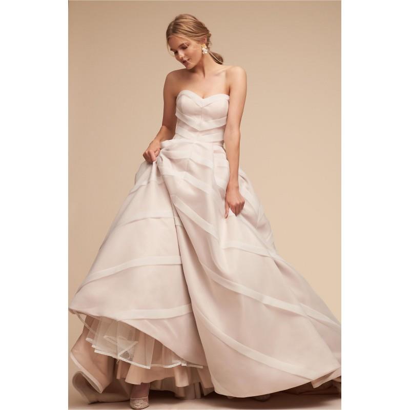 My Stuff, BHLDN 2018 Carlton Chapel Train Vogue Blush Ball Gown Sleeveless Sweetheart Organza Covere