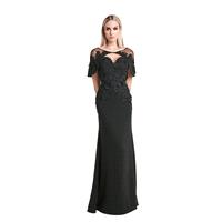 Daymor 776 Sleeveless Sweetheart Black Elegant Floor-Length Fit & Flare Appliques Jersey Zipper Up E