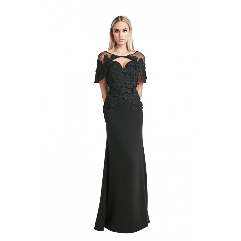 My Stuff, Daymor 776 Sleeveless Sweetheart Black Elegant Floor-Length Fit & Flare Appliques Jersey Z