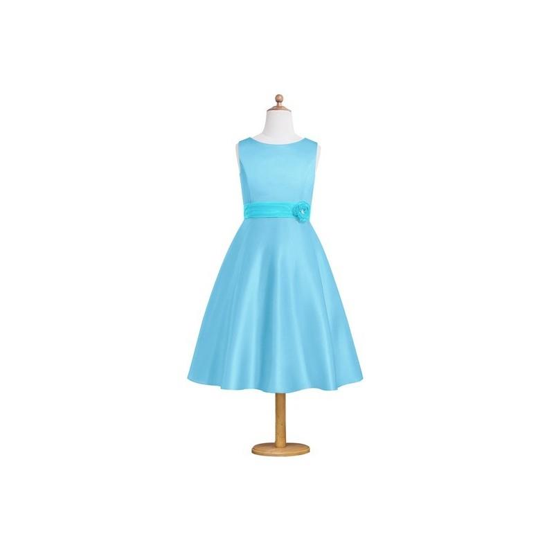 My Stuff, Pool Azazie Merida JBD - Bow/Tie Back Organza And Satin Boatneck Tea Length Dress - Charmi