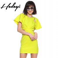 Vogue Ruffle Slimming Butterfly Sleeves Sheath Summer Dress - Bonny YZOZO Boutique Store