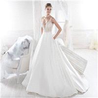 Nicole 2018 NIAB18113 Beading Elegant Ivory Chapel Train Open Back V-Neck Sleeveless Satin Aline Bri