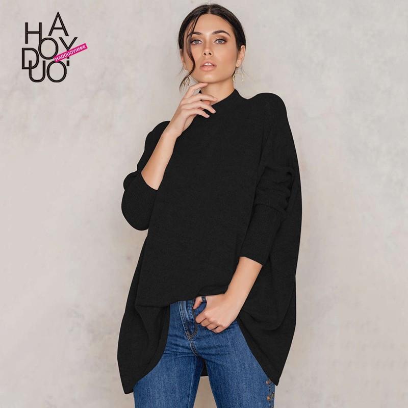 My Stuff, Oversized Vogue Simple High Neck Drop Shoulder One Color Fall Sweater - Bonny YZOZO Boutiq