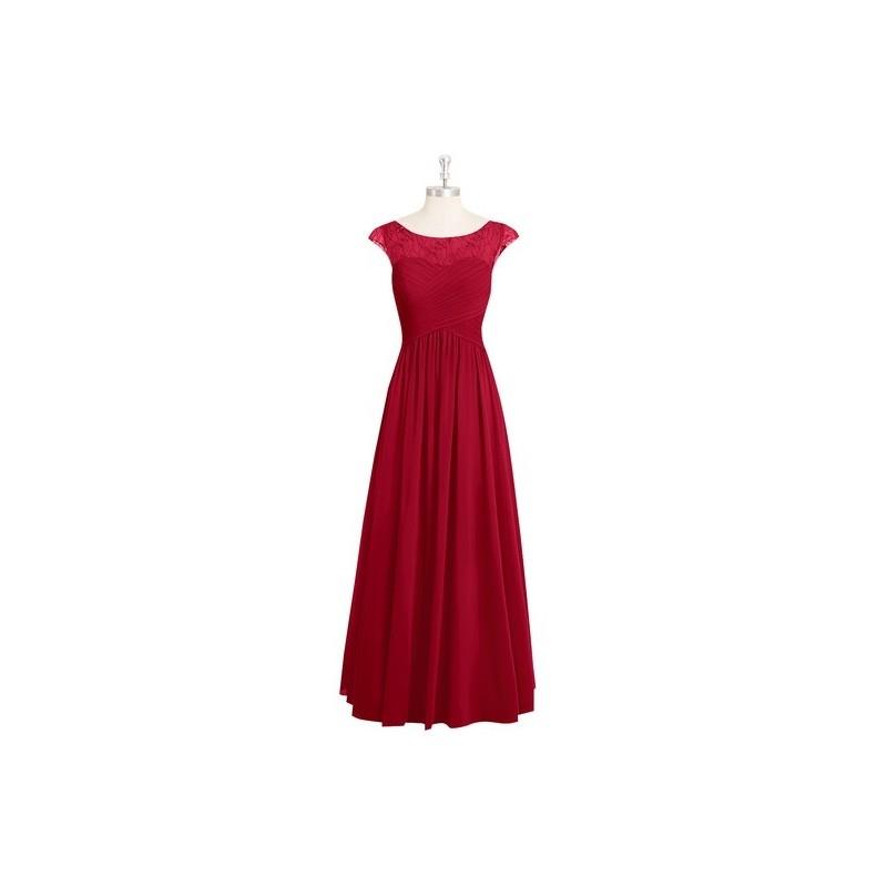 My Stuff, Burgundy Azazie Tobey - Boatneck Illusion Floor Length Chiffon And Lace Dress - Charming B