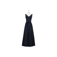 Dark_navy Azazie Ally - V Neck Floor Length Chiffon Back Zip Dress - Simple Bridesmaid Dresses & Eas