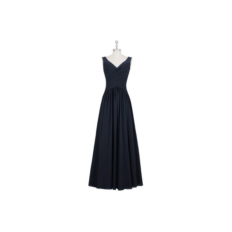 My Stuff, Dark_navy Azazie Ally - V Neck Floor Length Chiffon Back Zip Dress - Simple Bridesmaid Dre