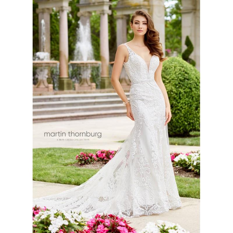 My Stuff, Sophia Tolli spring 2018 118274 Arietta  Fit & Flare Elegant V-Neck Chapel Train Ivory Lac