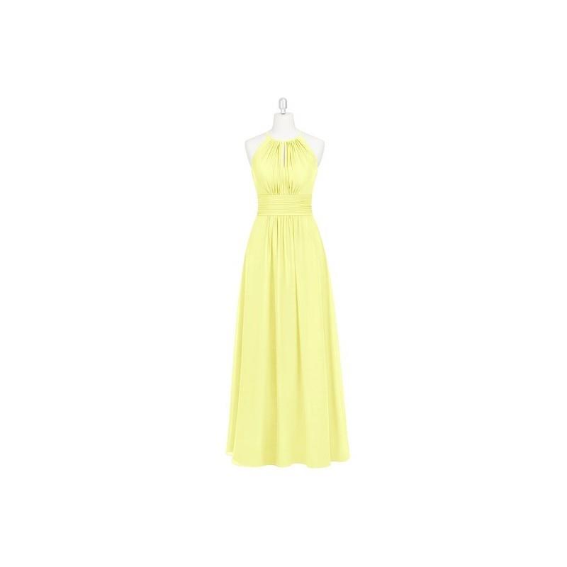 My Stuff, Daffodil Azazie Bonnie - Floor Length Halter Chiffon Back Zip Dress - Simple Bridesmaid Dr