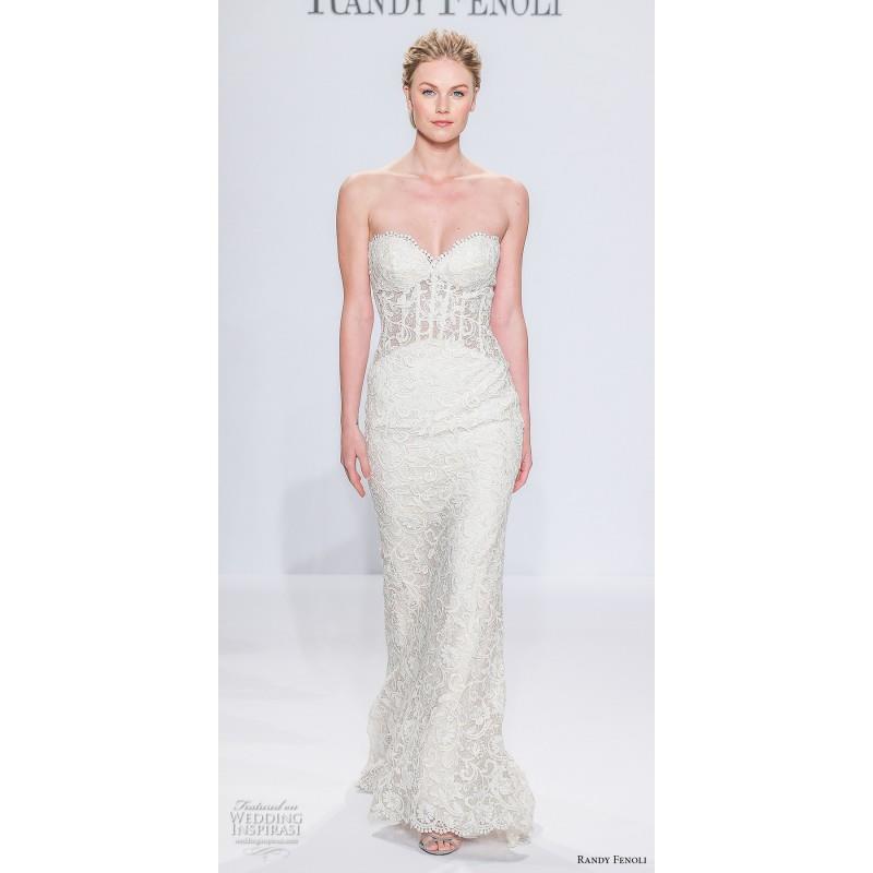 My Stuff, Randy Fenoli Spring/Summer 2018 Lace Sweetheart Sweet Sheath Sleeveless Ivory Sweep Train