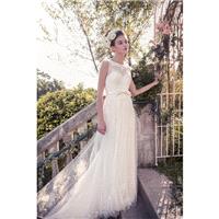 Snow by Annasul Y. 2017 sa3333b Open Back Chapel Train Bateau Ivory Sleeveless Column Lace Appliques