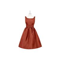 Rust Azazie Kira - Knee Length Scoop Taffeta Scoop Dress - Simple Bridesmaid Dresses & Easy Wedding