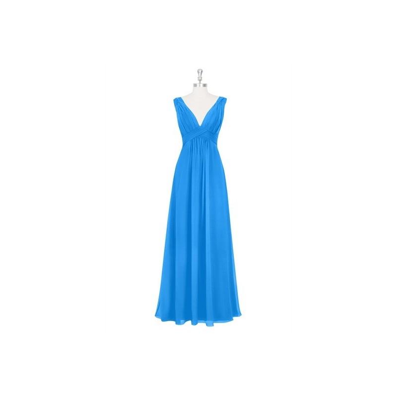 My Stuff, Ocean_blue Azazie Hillary - Floor Length V Back Chiffon V Neck Dress - Charming Bridesmaid