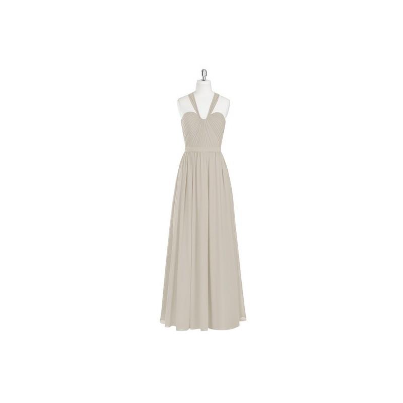 My Stuff, Taupe Azazie Fatima - Chiffon Back Zip Sweetheart Floor Length Dress - Charming Bridesmaid