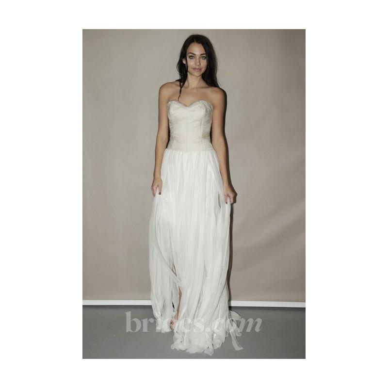 My Stuff, Leila Hafzi - Spring 2013 - Strapless Sheath Wedding Dress with a Sweetheart Satin Bodice