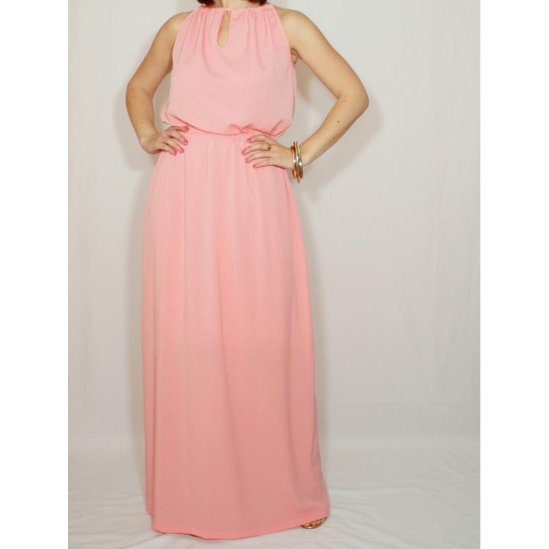 My Stuff, Coral Bridesmaid dress Long dress Chiffon dress Prom dress Keyhole dress - Hand-made Beaut