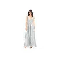 Silver Azazie Maren - Chiffon V Neck Floor Length V Back Dress - Charming Bridesmaids Store