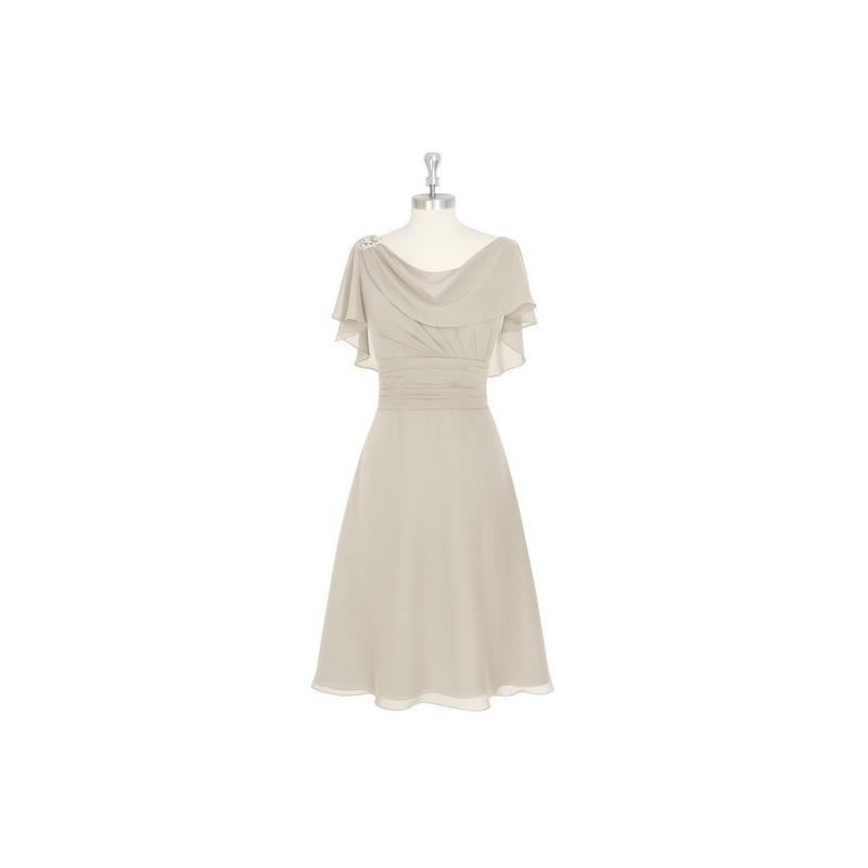 My Stuff, Taupe Azazie Keely MBD - Chiffon Knee Length Cowl V Back Dress - Simple Bridesmaid Dresses