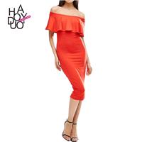 Fall 2017 women new style fashion sexy neck strapless dress - Bonny YZOZO Boutique Store