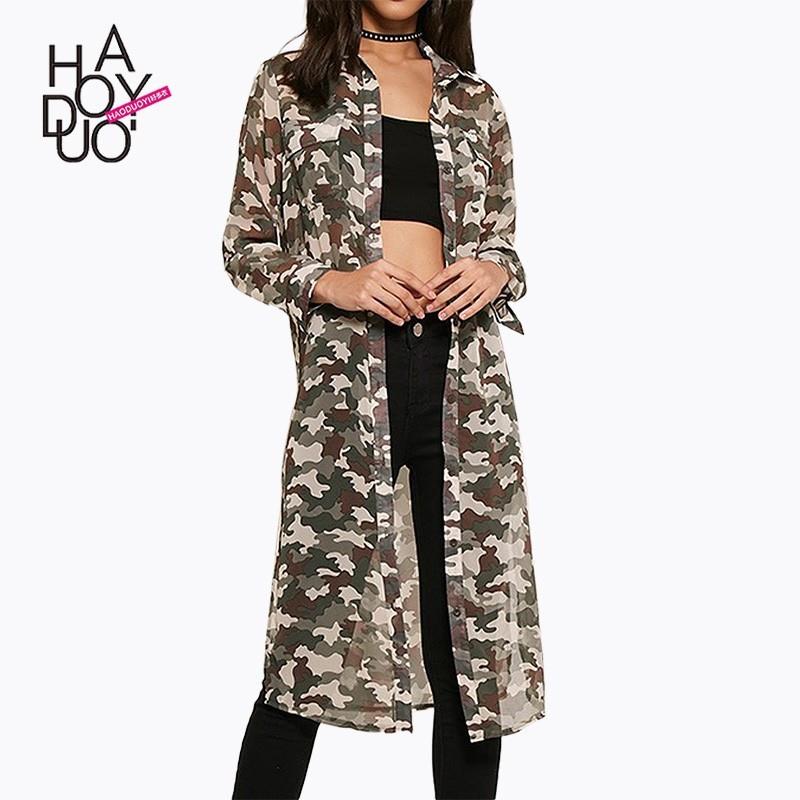 My Stuff, Ladies fall 2017 new stylish Camo perspective loose long sleeve long jacket - Bonny YZOZO