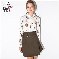 2017 new spring sweet slit at the Academy of childlike robot prints loose shirt - Bonny YZOZO Boutiq