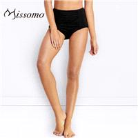 Fashion Sexy erotic seduction splicing pleated pure color hip High waist triangle swimwear underwear