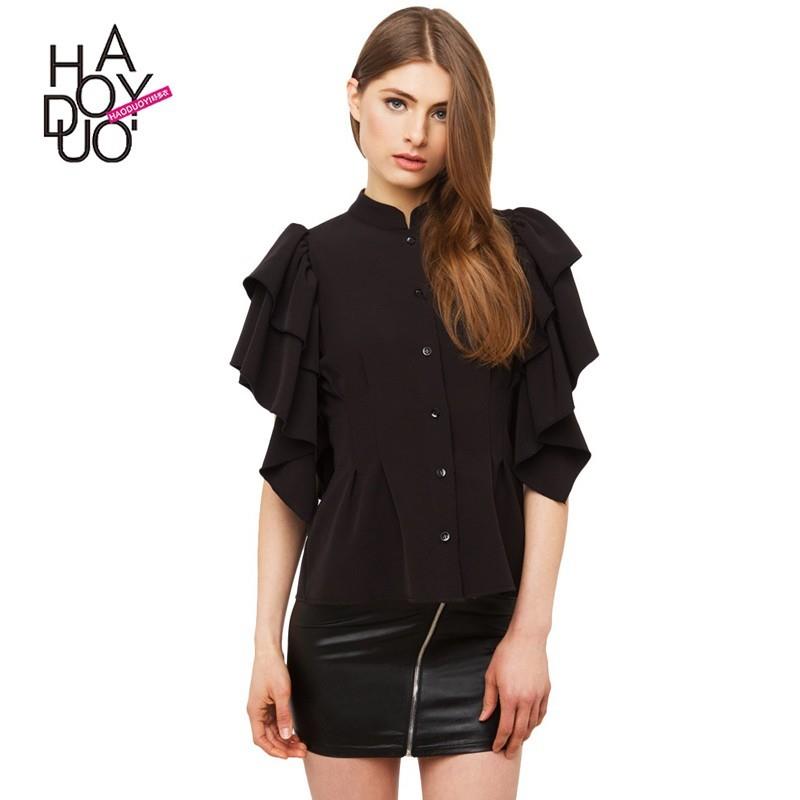 My Stuff, Must-have Vintage Attractive Princess Frilled Black Blouse Chiffon Top - Bonny YZOZO Bouti