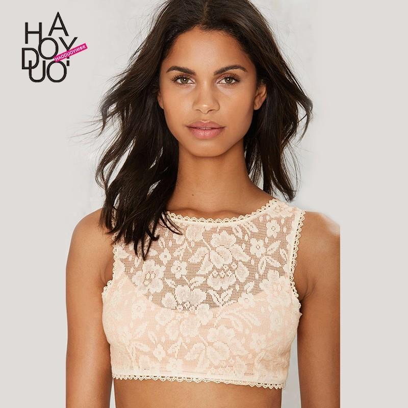 My Stuff, Sexy Open Back Split Front Slimming Lace Summer Crop Top Sleeveless Top - Bonny YZOZO Bout