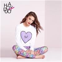 2017 summer new heart-shaped pattern letters printed slim fashion long sleeve t-shirt - Bonny YZOZO