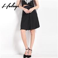 Summer 2017 new Womenswear fashion women double Pocket fold style high waist skirt skirt child - Bon