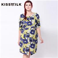 Royal Style Vintage Split Slimming Curvy Plus Size Floral Dress - Bonny YZOZO Boutique Store