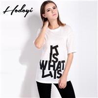 Summer 2017 new street white letters printed shirt t short sleeve loose women's t-shirt - Bonny YZOZ