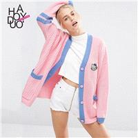 School Style Must-have Sweet Cartoon Alphabet Fall Cardigan Sweater - Bonny YZOZO Boutique Store