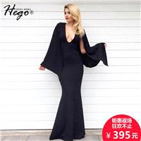 Fall 2017 new slim long v-neck party dress sexy dress capes shawls dress woman - Bonny YZOZO Boutiqu