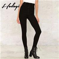 2017 winter women's fashion high waist skinny button decoration long casual pants - Bonny YZOZO Bout