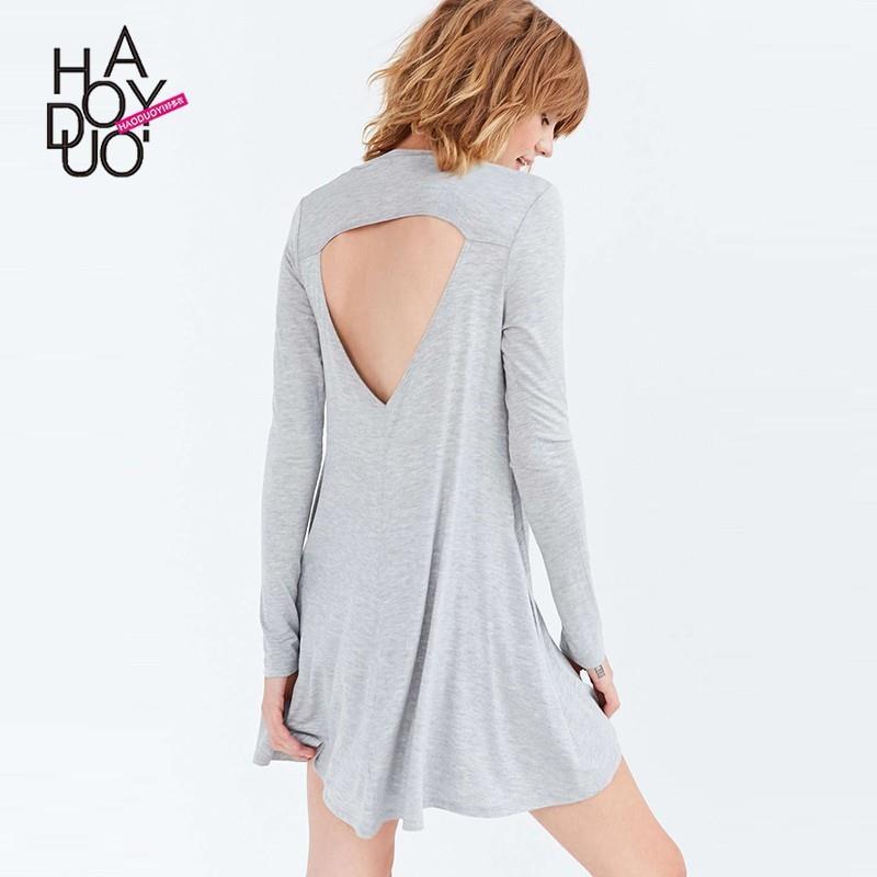 My Stuff, Ladies fall 2017 new style fashion simple backless knit long sleeve dress - Bonny YZOZO Bo